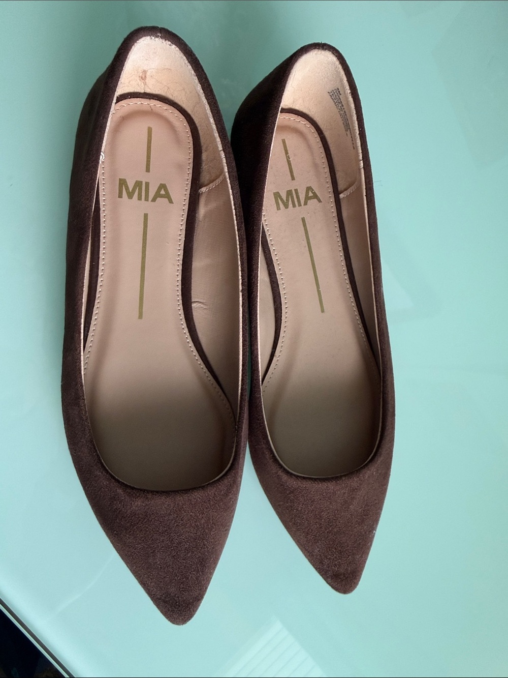 MIA Brown Suede Pointed-Toe Slip-On Flats